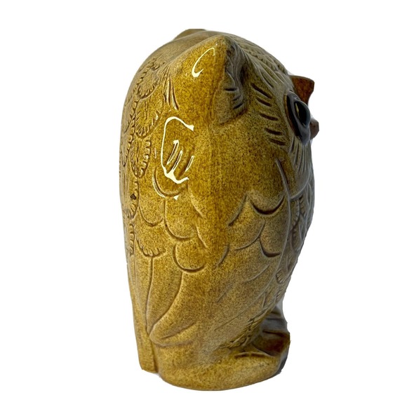 Vintage Mid Century Modern Owl Collection Figurines Set Three Brown & Yellow - Picture 14 of 16